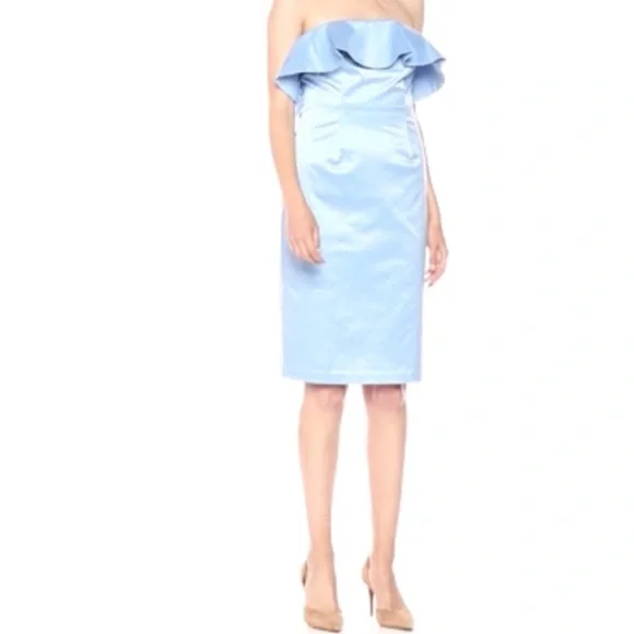 Blue Strapless Sateen Cocktail Sheath Dress, Size Small - Picture 1 of 4
